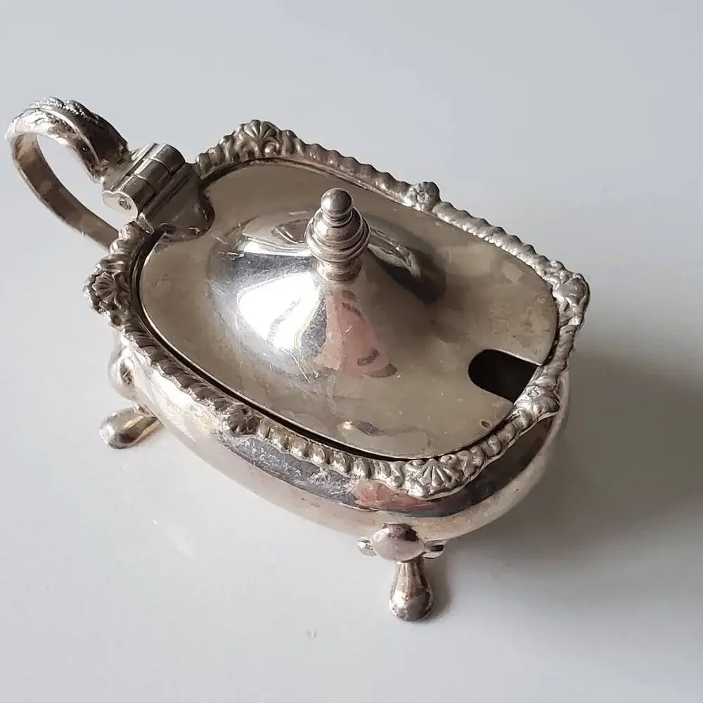 Antique Sheffield Sterling Silver Mustard Pot Barker & Bros c1900